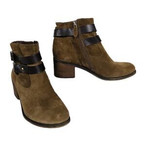 FRANCO SARTO Brown Suede Linden 2 Heeled Ankle Bootie Buckled Women's 8.5